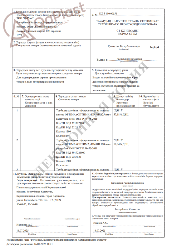 Сертификат о происхождении товара